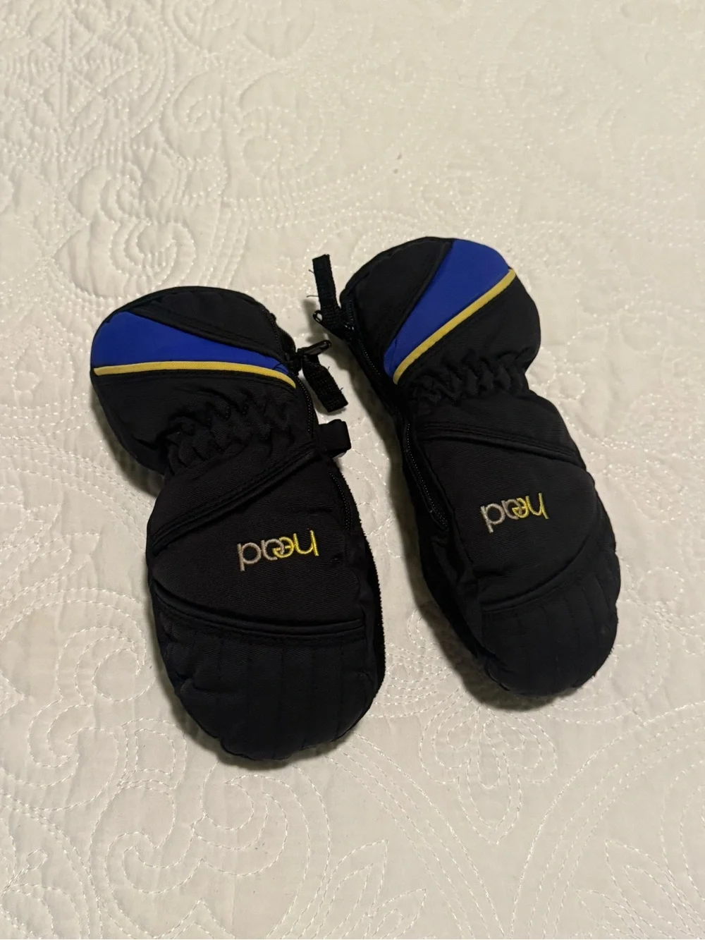 HEAD Kids Black Mittens with Blue & Yellow Accents